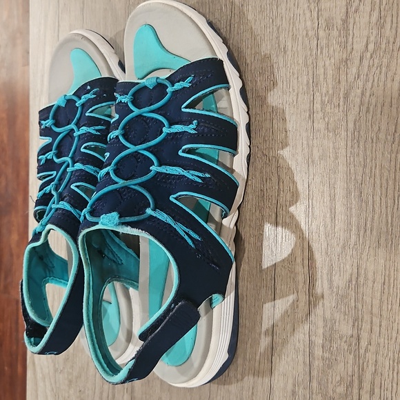 Ryka Glance Women's size 9W  Blue Faux Leather Bungee Sporty Open Toe  Sandals - Picture 4 of 9